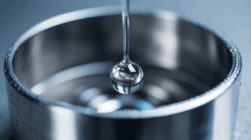single drop of water falling into a pipe
