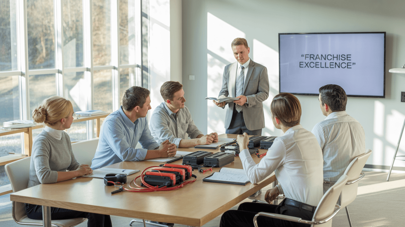 Franchise owners in a classroom training environment learning home inspection systems