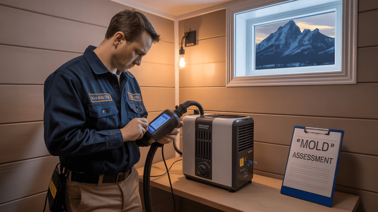 Mold testing and sampling in a Boulder, CO home basement using professional air sampling equipment