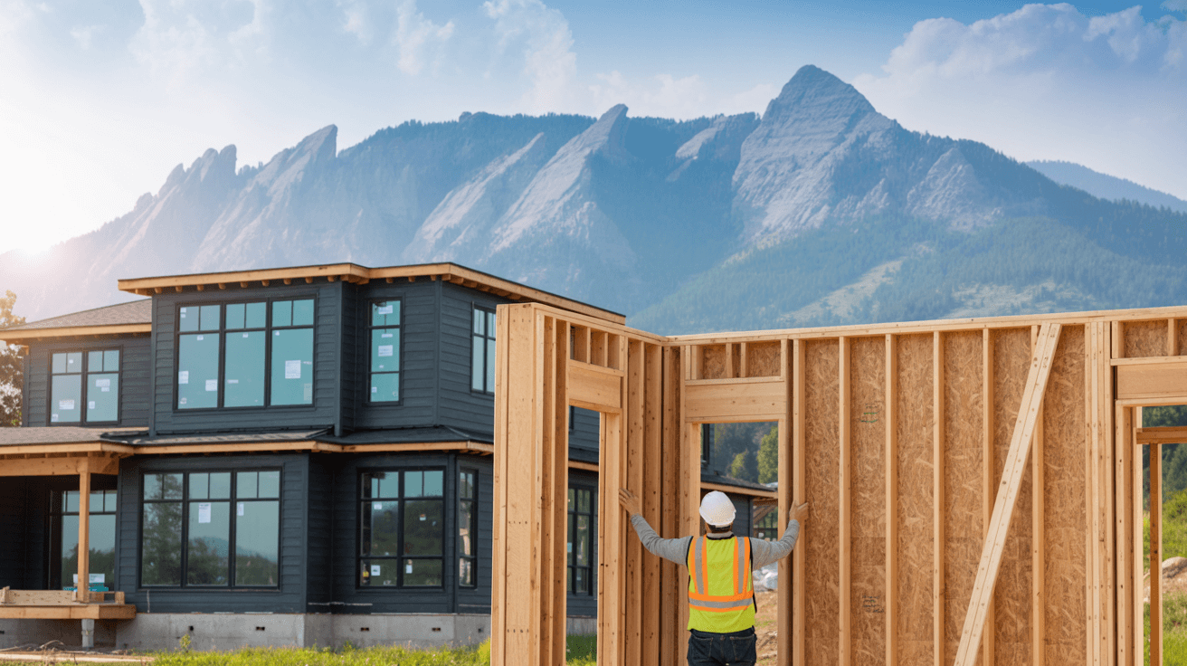 Inspector in Boulder, CO performing new construction inspection during pre-drywall phase