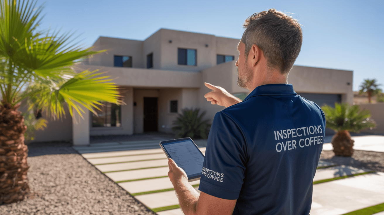 Phoenix Arizona home inspector with desert home and city skyline