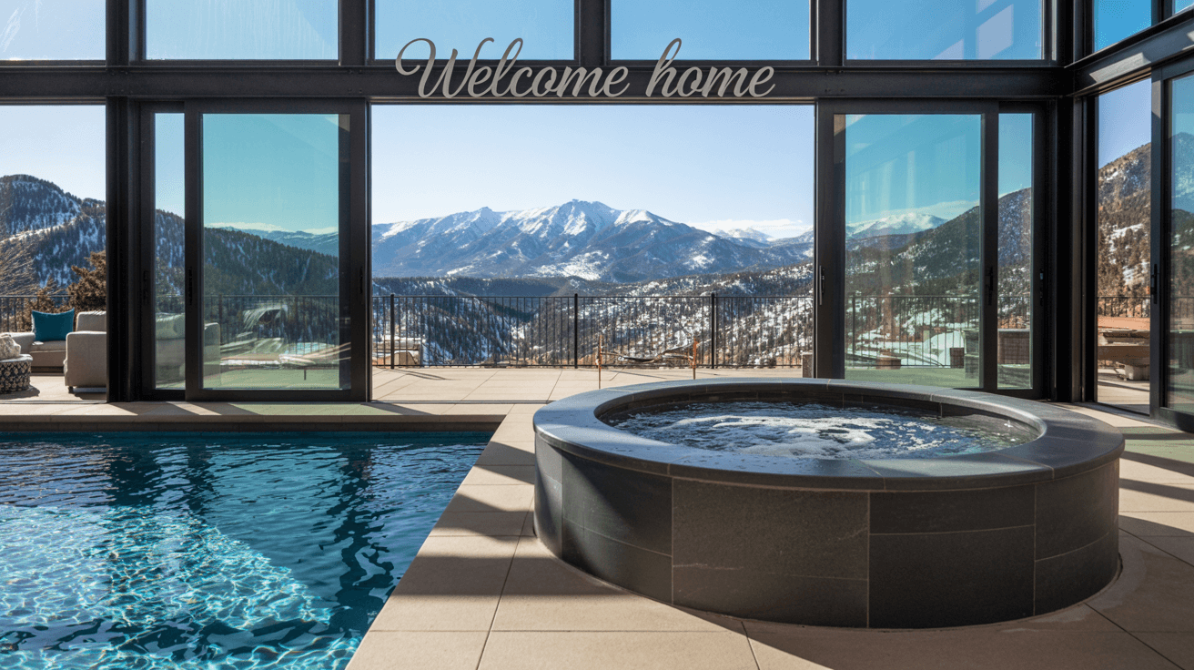 Inspector performing pool and spa inspection on an indoor swimming pool in Boulder, CO home
