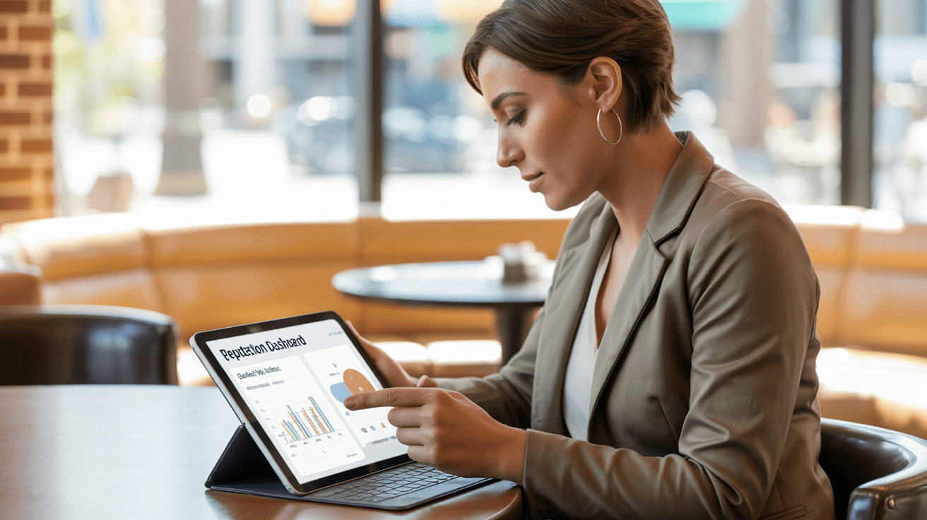 Franchisee monitoring customer reviews and business reputation growth