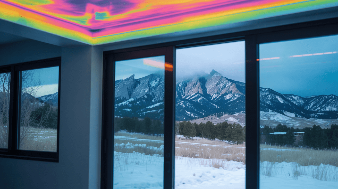 Thermal imaging inspection in a Boulder, CO home showing hidden cold spots and insulation gaps