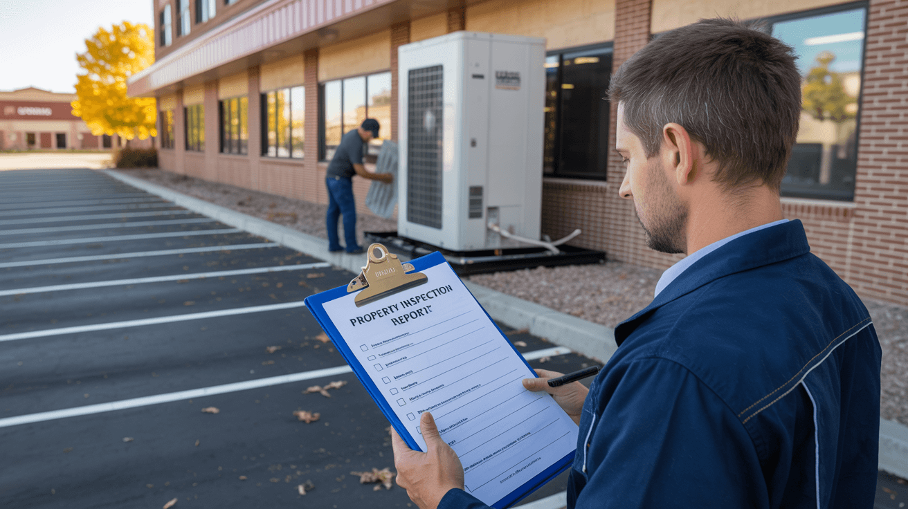 Commercial inspector in Boulder, CO performing triple net lease exit inspection at end of lease term