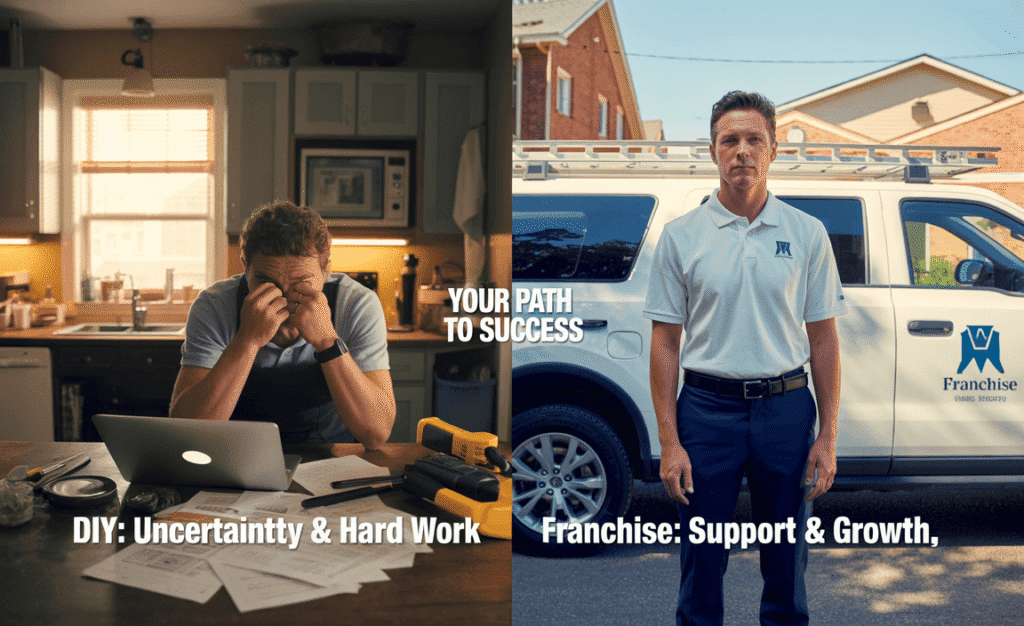 Comparison of starting a DIY home inspection business vs. a franchise under $10K.