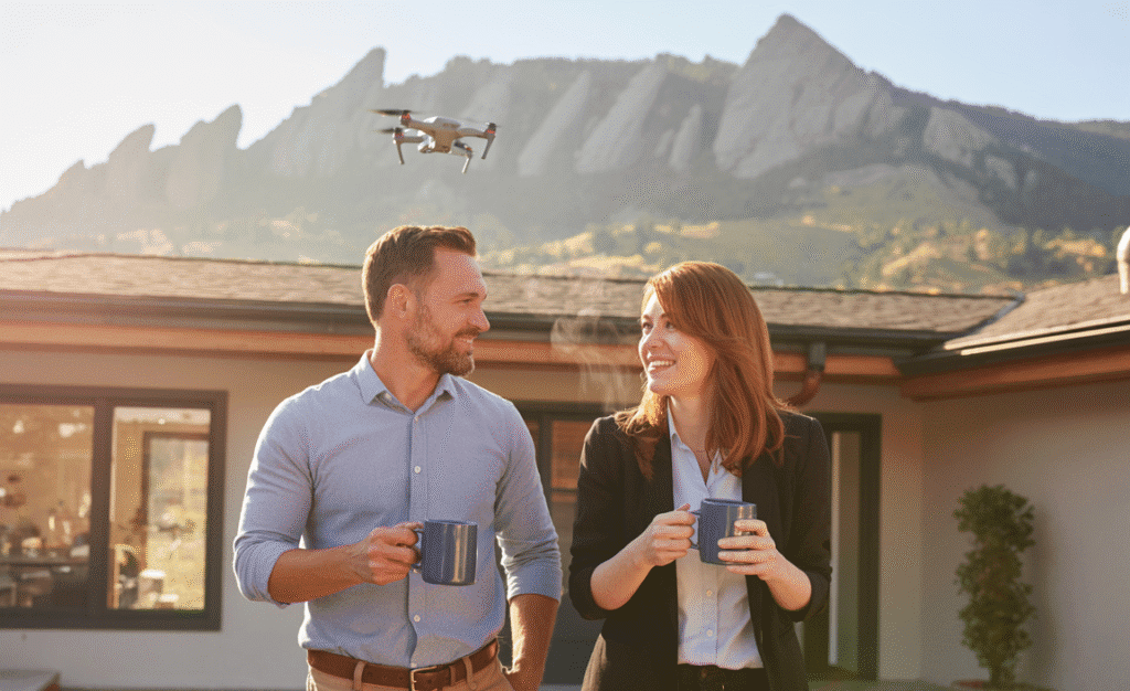 Boulder CO home inspector and agent collaborating during a home inspection