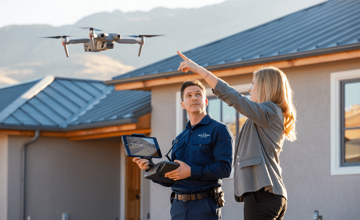Boulder CO home inspector with drone and thermal camera working with real estate agent
