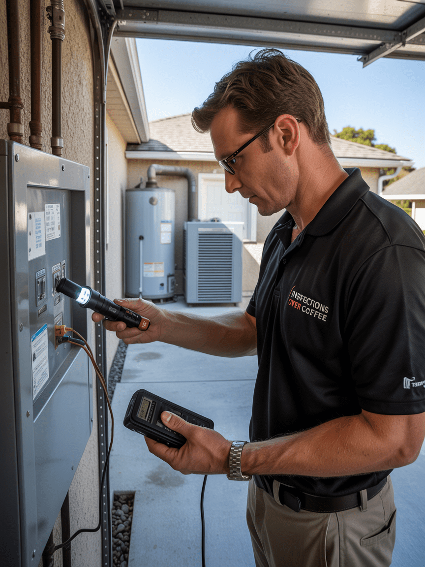 Tampa buyer home inspection of an electrical panel in a garage