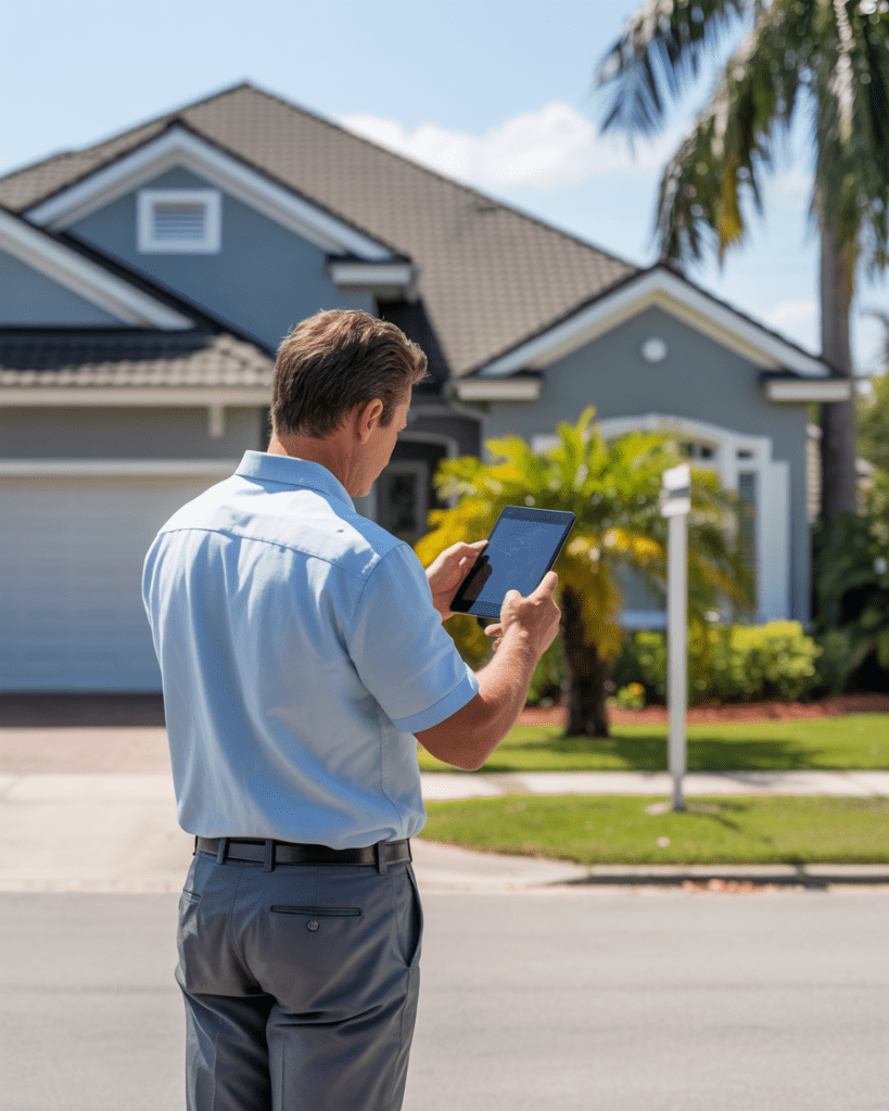 Insurance inspection documenting roof and exterior in Tampa, FL