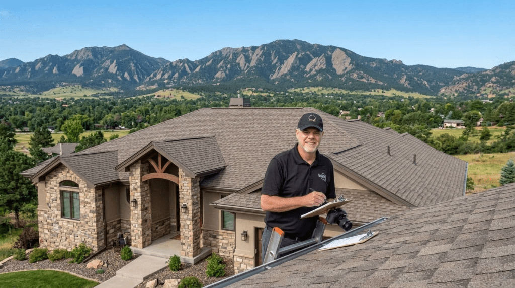 bryan zenner inspecting. roof in fort collins, co